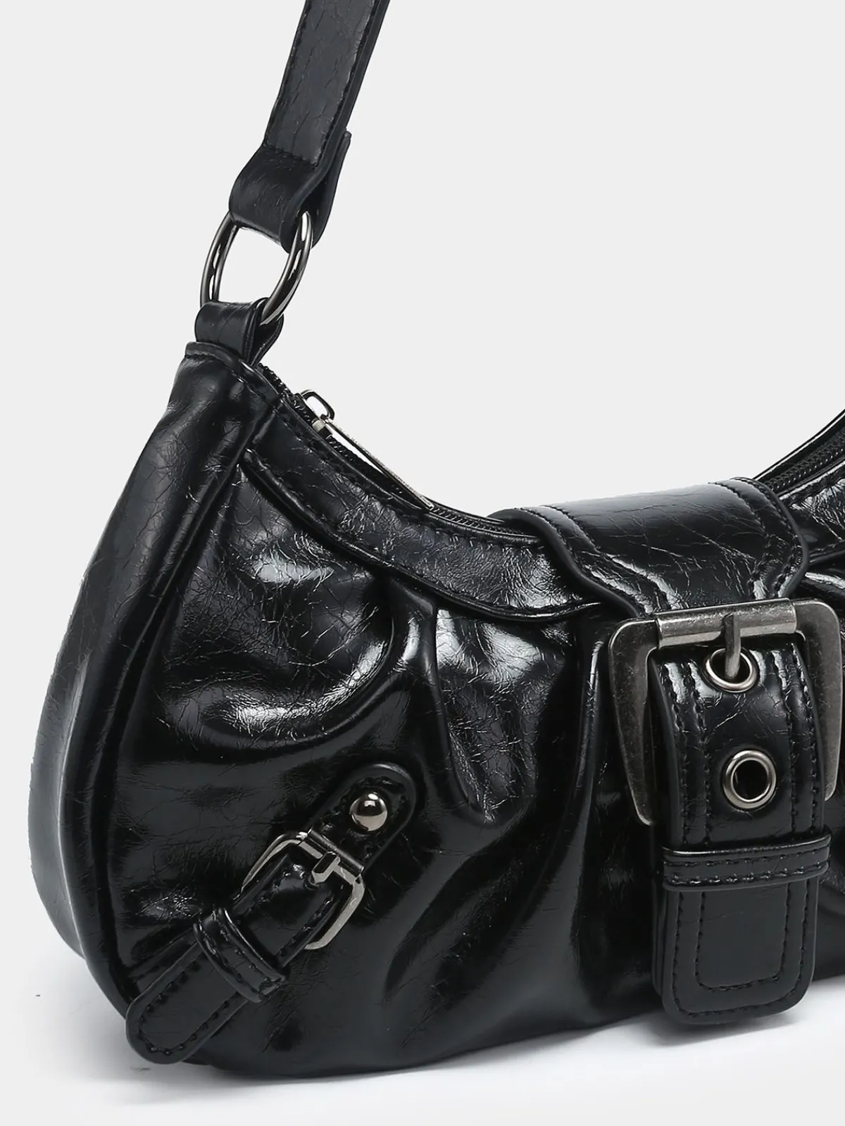 Online Retro Stage Vintage PU Leather Magnetic Closure Zipper Underarm Bag