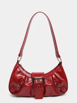 Online Retro Stage Vintage PU Leather Magnetic Closure Zipper Underarm Bag
