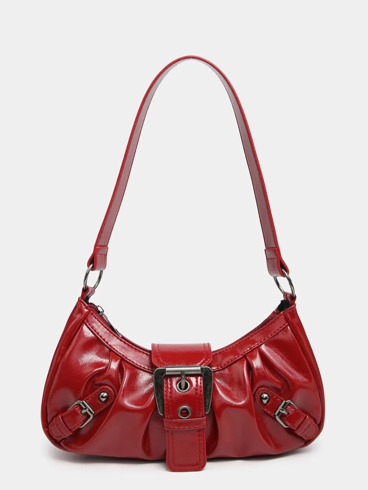Online Retro Stage Vintage PU Leather Magnetic Closure Zipper Underarm Bag
