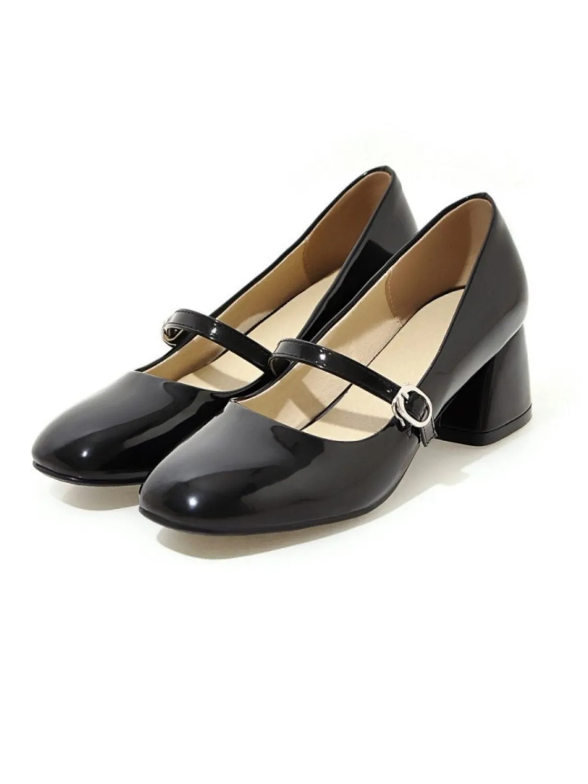 Hot Retro Stage Vintage PU Leather Square Toe High Heels
