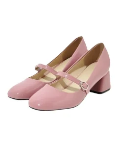Hot Retro Stage Vintage PU Leather Square Toe High Heels