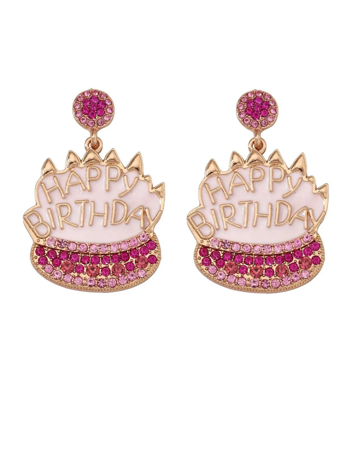 Best Retro Stage Vintage Rhinestone Birthday Cake Earrings