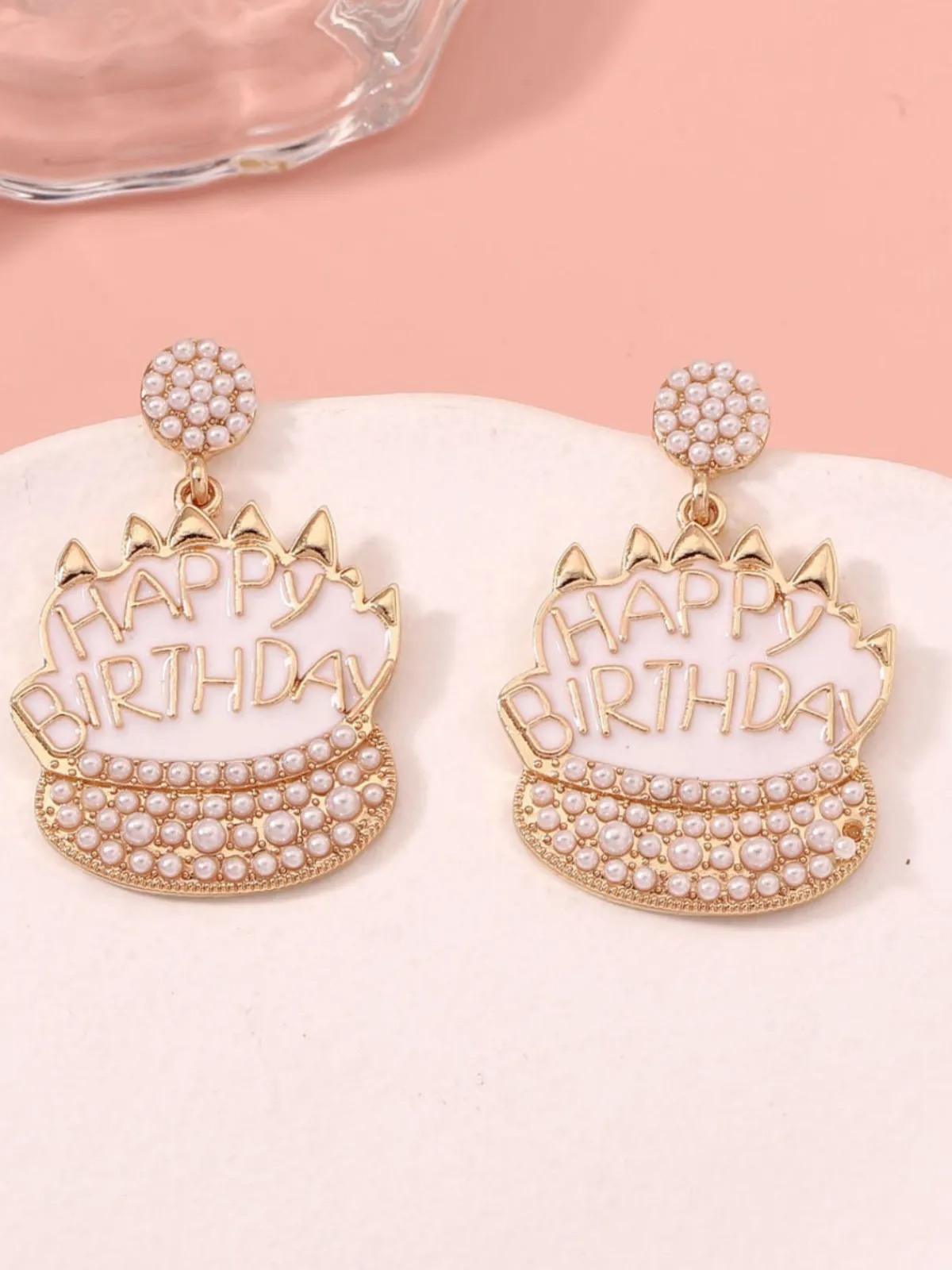 Best Retro Stage Vintage Rhinestone Birthday Cake Earrings