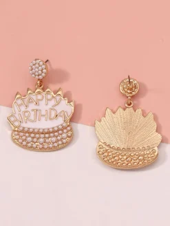 Best Retro Stage Vintage Rhinestone Birthday Cake Earrings