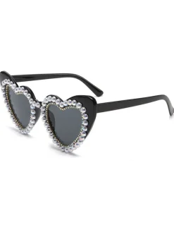Hot Retro Stage Vintage Rhinestone Heart Frame Sunglasses