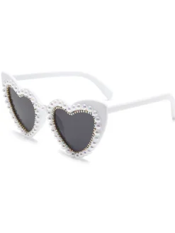 Hot Retro Stage Vintage Rhinestone Heart Frame Sunglasses