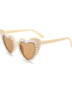 Hot Retro Stage Vintage Rhinestone Heart Frame Sunglasses