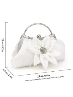 New Retro Stage Vintage Rhinestones & 3D Flower Tote Bag