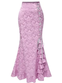 Clearance Retro Stage Vintage 1930s Punk Lace-Up Mermaid Skirt