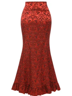 Clearance Retro Stage Vintage 1930s Punk Lace-Up Mermaid Skirt