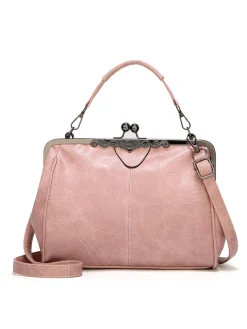 Best Retro Stage Vintage Solid Artificial Leather Handbag Crossbody Bag