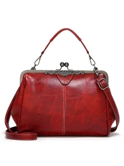 Best Retro Stage Vintage Solid Artificial Leather Handbag Crossbody Bag