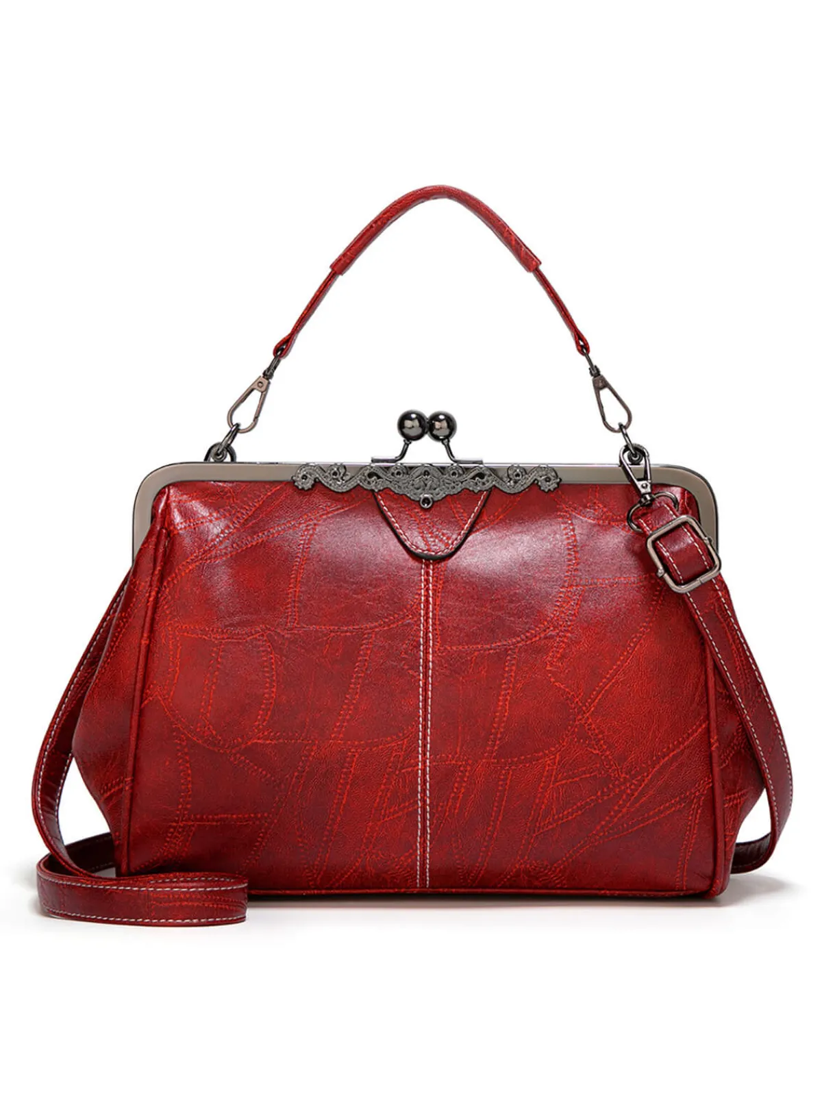 Best Retro Stage Vintage Solid Artificial Leather Handbag Crossbody Bag