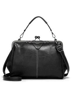 Best Retro Stage Vintage Solid Artificial Leather Handbag Crossbody Bag