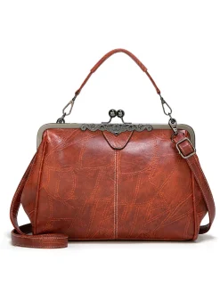 Best Retro Stage Vintage Solid Artificial Leather Handbag Crossbody Bag