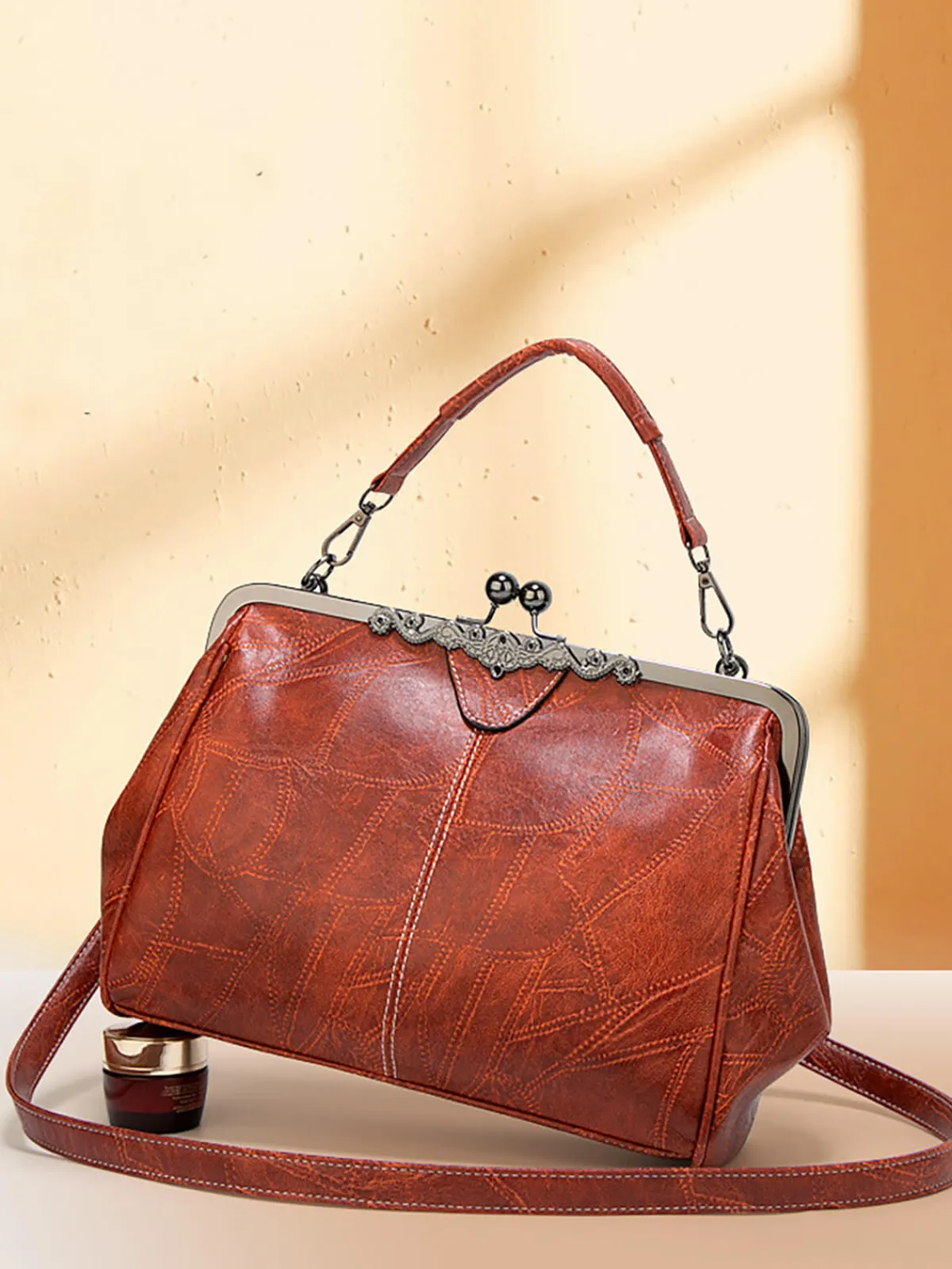 Best Retro Stage Vintage Solid Artificial Leather Handbag Crossbody Bag