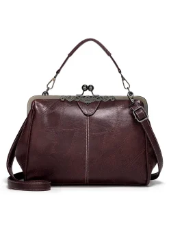 Best Retro Stage Vintage Solid Artificial Leather Handbag Crossbody Bag