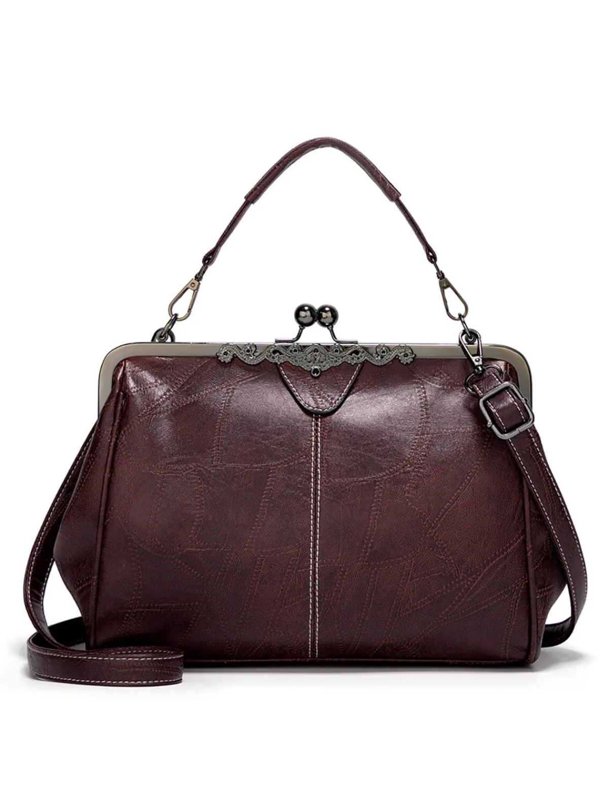 Best Retro Stage Vintage Solid Artificial Leather Handbag Crossbody Bag