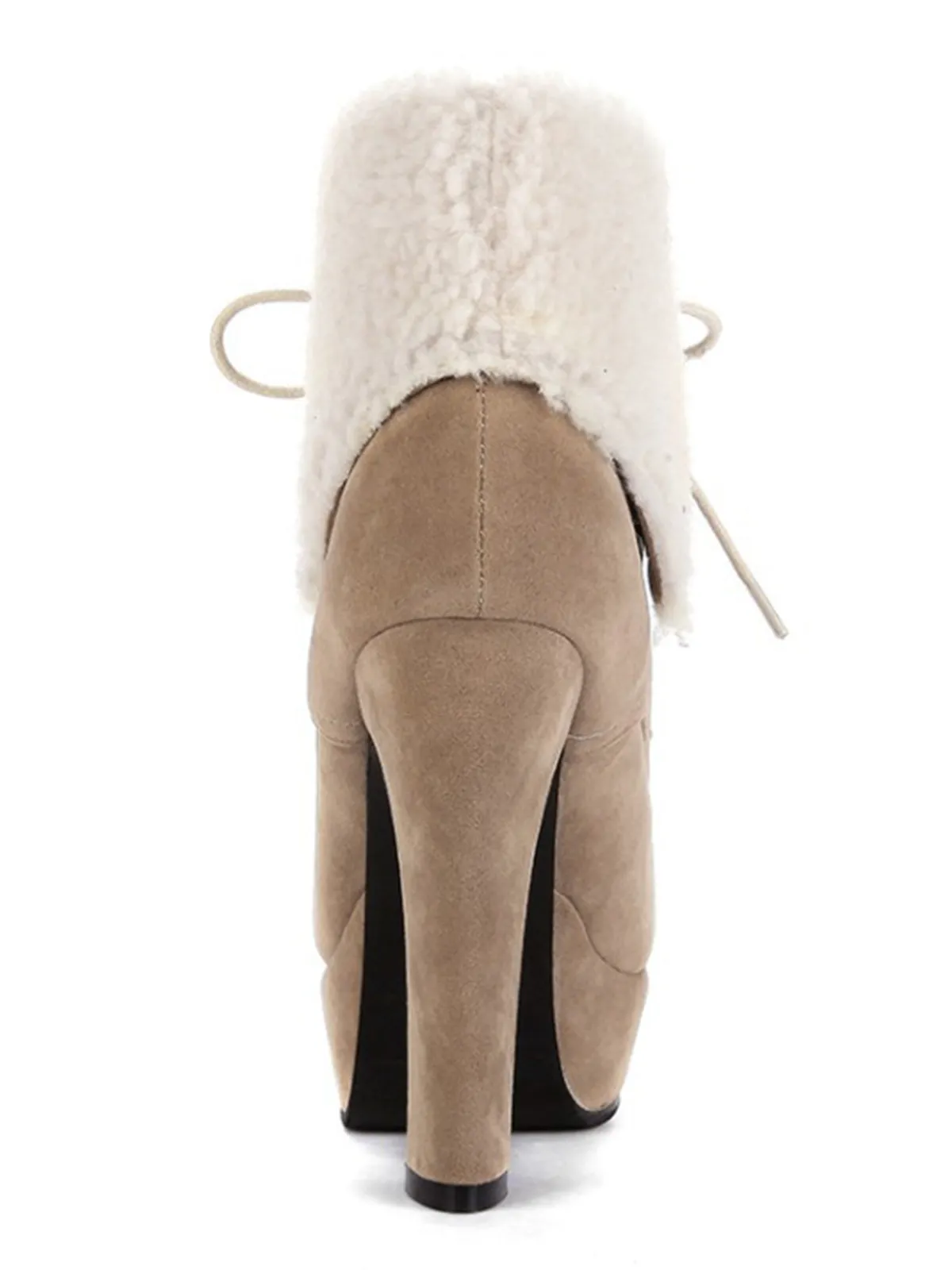 Best Retro Stage Vintage Suede Faux Fur High Heel Ankle Boots