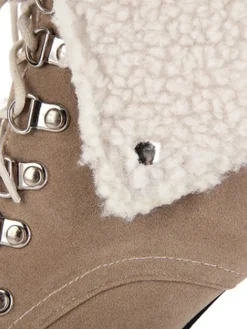 Best Retro Stage Vintage Suede Faux Fur High Heel Ankle Boots