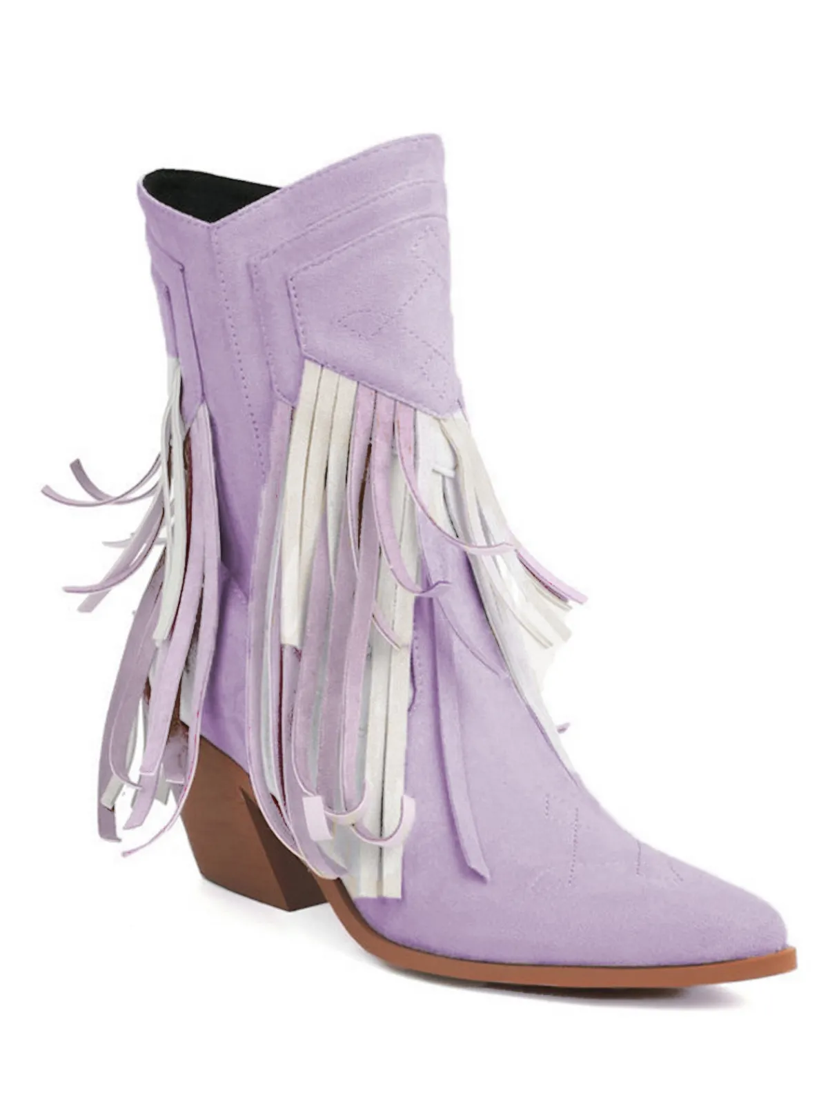 Hot Retro Stage Vintage Tassel Mid Heel Flannelette Boots