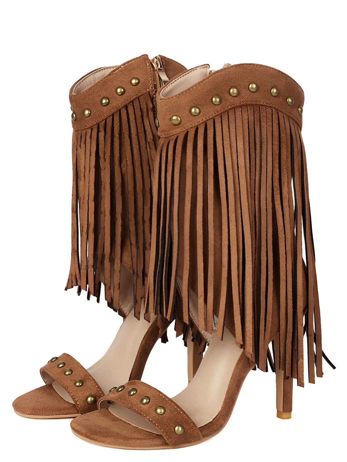 New Retro Stage Vintage Tassel Studded Stiletto Boots