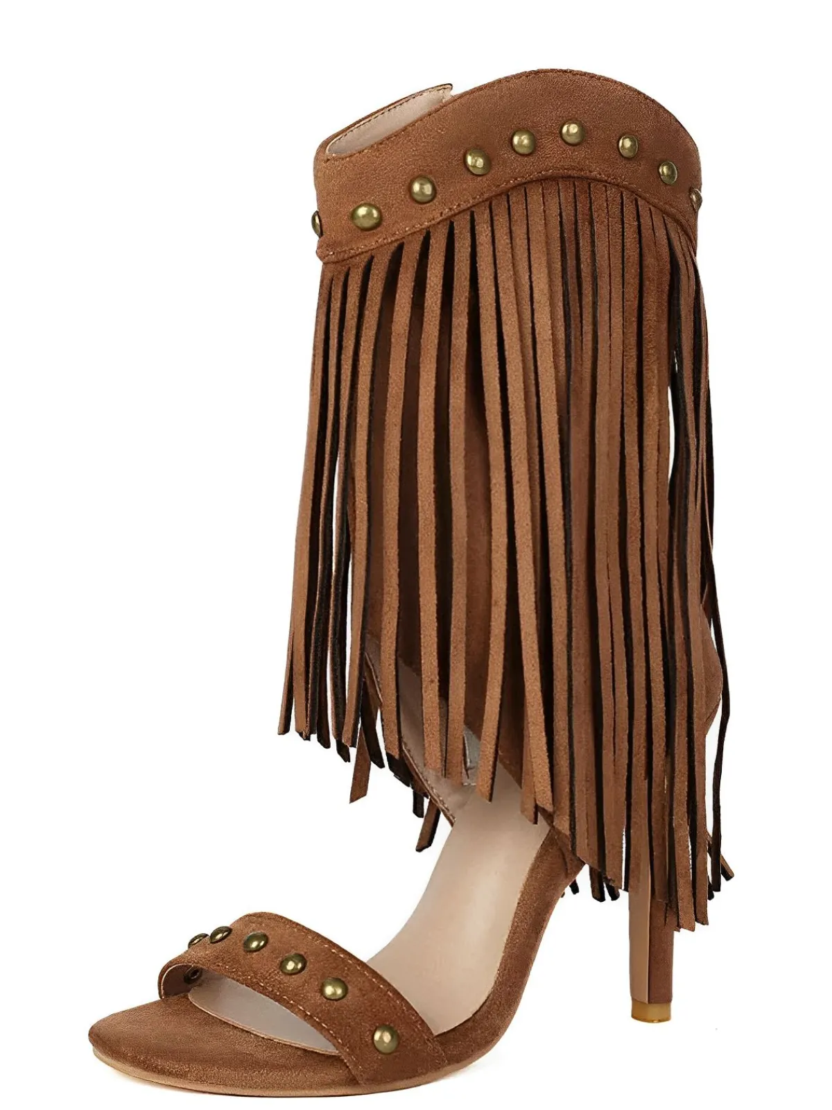 New Retro Stage Vintage Tassel Studded Stiletto Boots