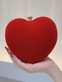 New Retro Stage Vintage Velvet Heart Handle Bag