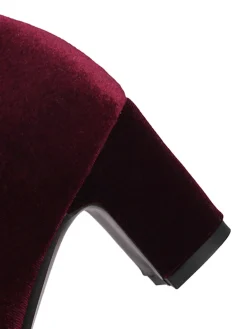 Hot Retro Stage Vintage Velvet T-Strap Chunky Heel Shoes