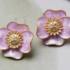 Outlet Retro Stage Vintage Violet Petal Alloy Earrings