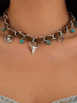 Hot Retro Stage Vintage Western Cowboy Turquoise Necklace