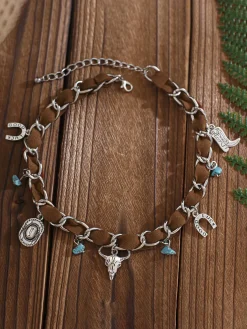 Hot Retro Stage Vintage Western Cowboy Turquoise Necklace