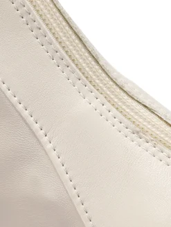 Outlet Retro Stage Vintage Leather Square Toe Heeled Boots White