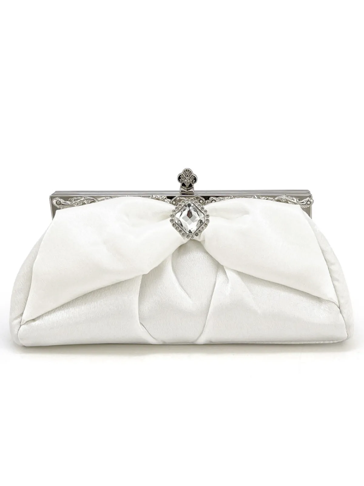 Clearance Retro Stage Vintage White Pleated Evening Clutch Bag