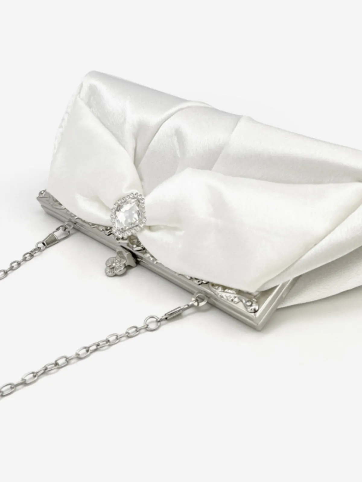 Clearance Retro Stage Vintage White Pleated Evening Clutch Bag
