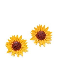 Outlet Retro Stage Vintage Yellow Sunflower Earrings