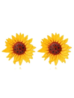 Outlet Retro Stage Vintage Yellow Sunflower Earrings