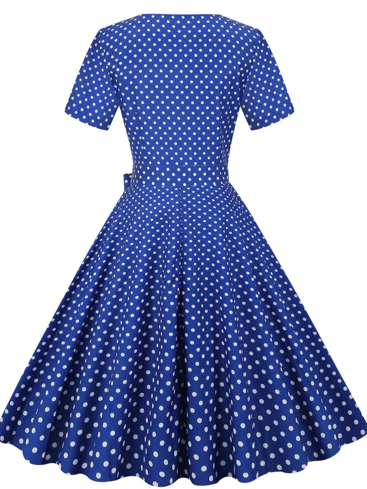 Fashion Retro Stage White Collar Polka Dot Swing Dress With Belt