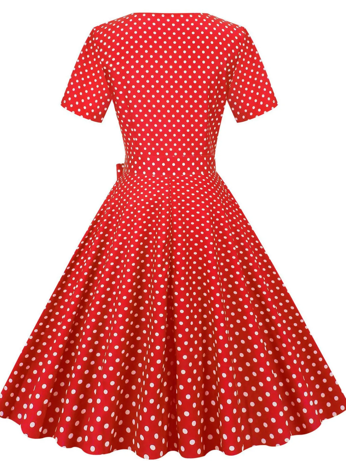 Fashion Retro Stage White Collar Polka Dot Swing Dress With Belt
