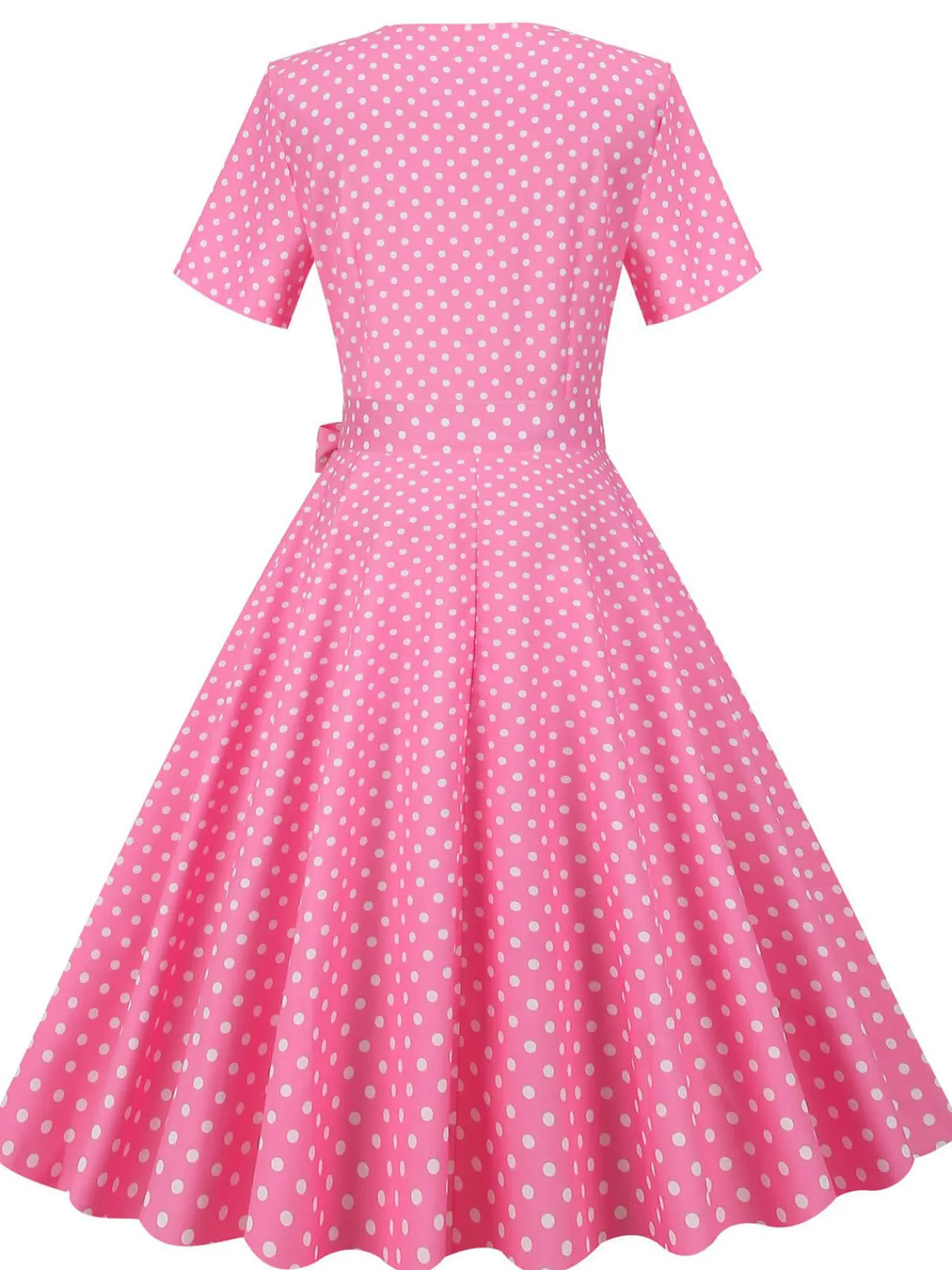 Fashion Retro Stage White Collar Polka Dot Swing Dress With Belt