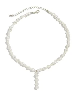 Fashion Retro Stage White Pearl Pendant Necklace