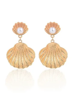 Hot Retro Stage White Pearl Shell Earrings