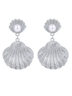 Hot Retro Stage White Pearl Shell Earrings