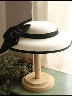 Sale Retro Stage White Retro Bow Knot Wedding Hat