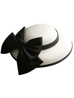Sale Retro Stage White Retro Bow Knot Wedding Hat