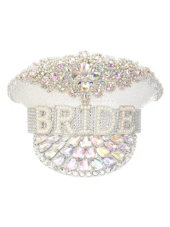 Discount Retro Stage White Rhinestone Letter Party Big Cap Hat