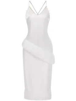 Outlet Retro Stage 1940s Back Straps Tassels Satin Nightdress White