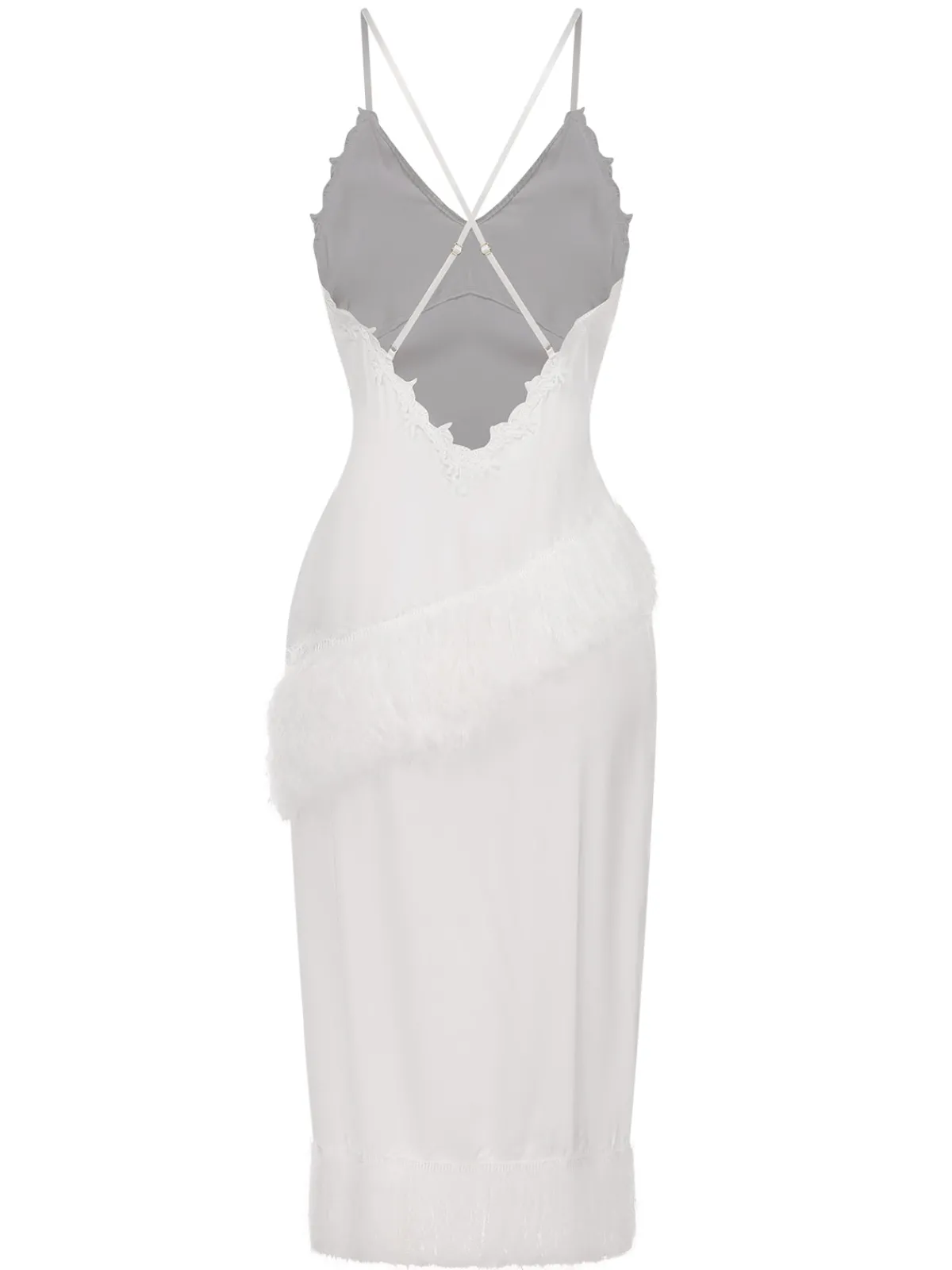 Outlet Retro Stage 1940s Back Straps Tassels Satin Nightdress White