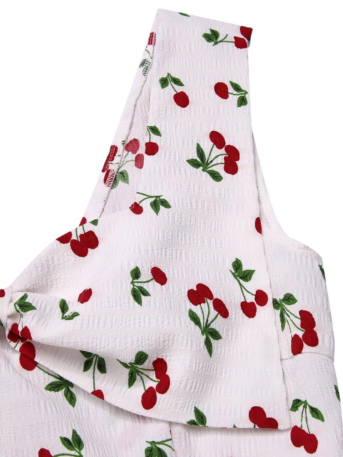 New Retro Stage 1950s Cherry Bow Sweetheart Neck Dress White