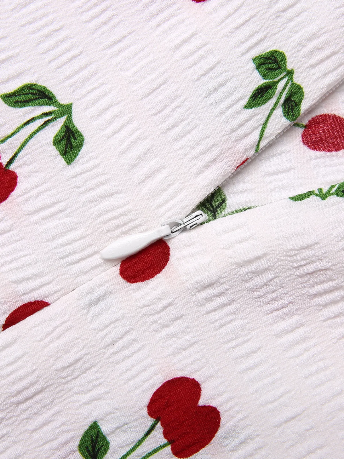 New Retro Stage 1950s Cherry Bow Sweetheart Neck Dress White
